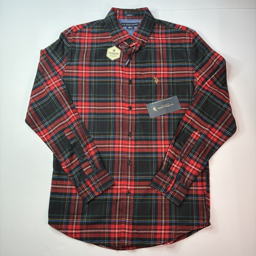 U.S. Polo Assn. Button Down Woven Shirt Men's S Small Stretch Multicolor Plaid